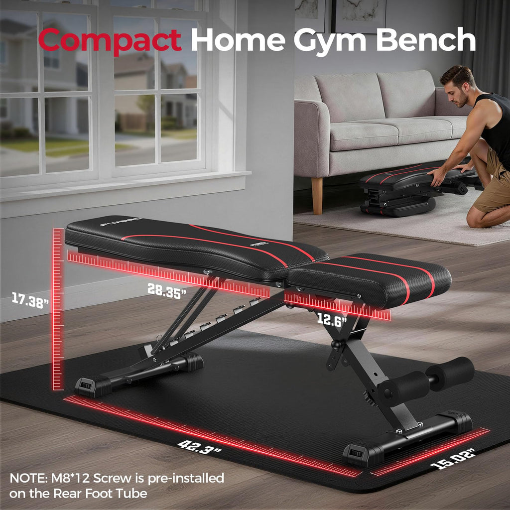 Adjustable Weight Bench 750 lb ASTM Tested Foldable Workout Bench for Home Gym Strength Training