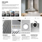 30 in 380 CFM ducted wall mount range hood LED stainless steel kitchen exhaust vent fan for home