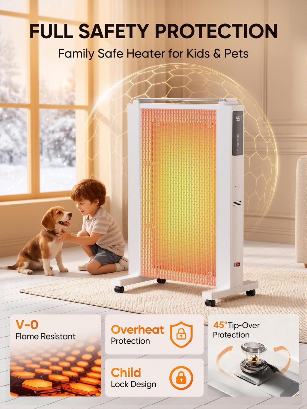 Electric mica infrared space heaters for large room whole room indoor use bedroom office garage
