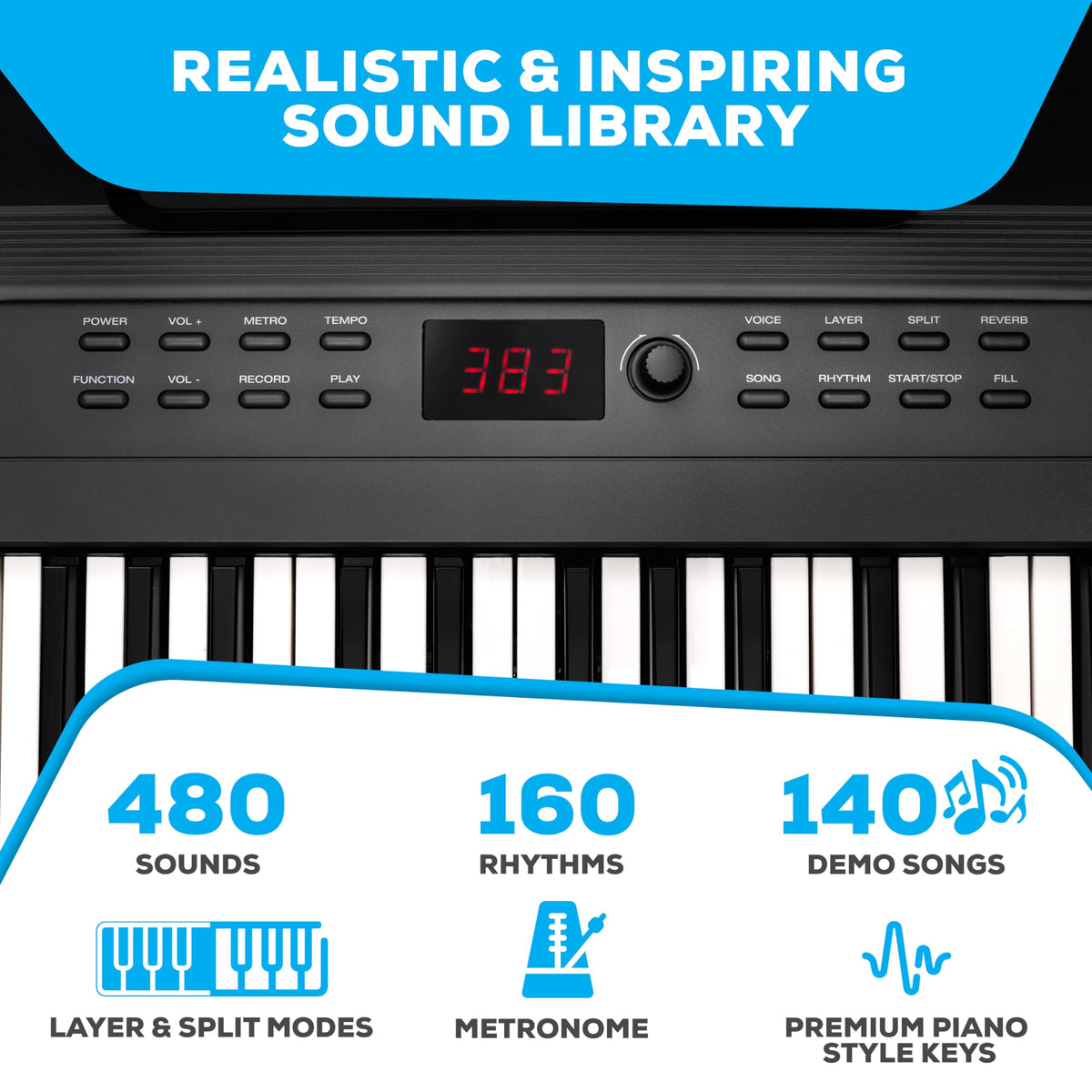 88 Key Digital Piano Keyboard with Built-In Speakers, Beginner Bundle