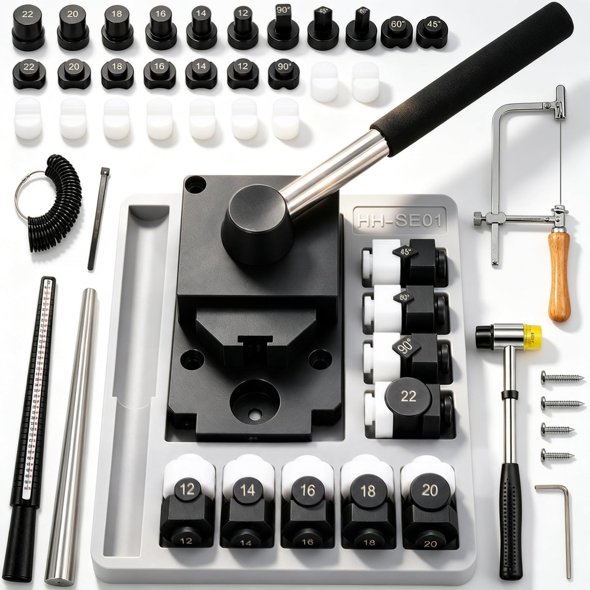 Ring Bender Tool Kit for Metal up to 3mm Steel Nylon Dies Mandrel Ring Sizer Spoon Ring Maker Heavy Duty Tool