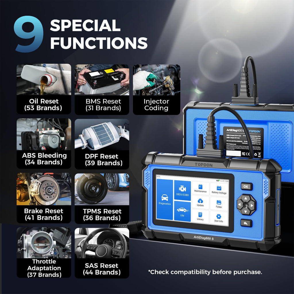 AD600S OBD2 Scanner Engine ABS SRS Transmission Diagnostic Tool Code Reader for Car Auto Vehicle