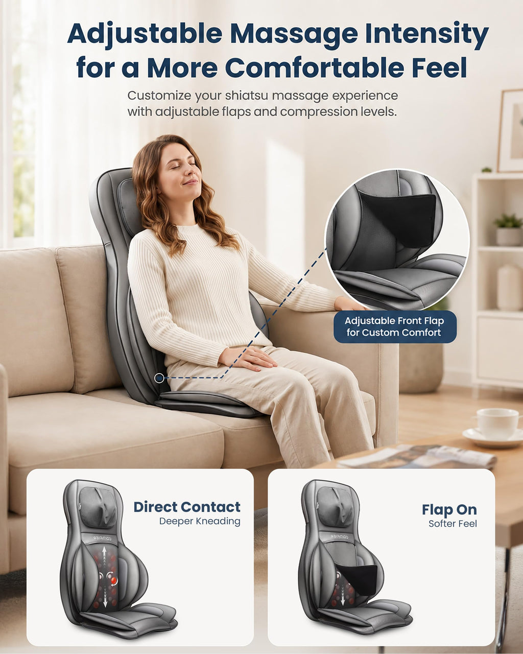 shiatsu neck and back massager with heat FSA adjustable nodes for muscle relaxation home office use