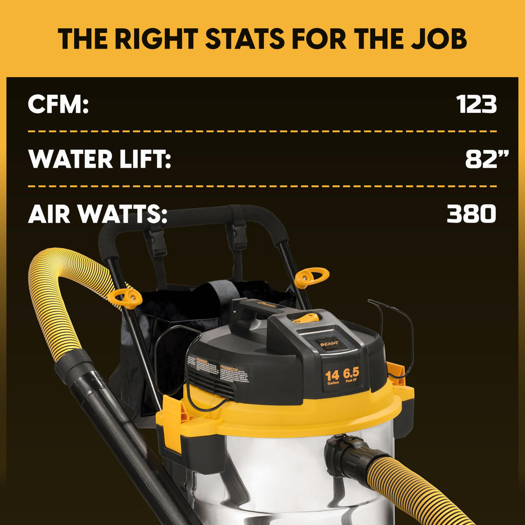 VJE1412SW 0203 14 Gal 6.5 PHP Wet Dry Vacuum Cleaner Professional Heavy Duty for Garage Workshop
