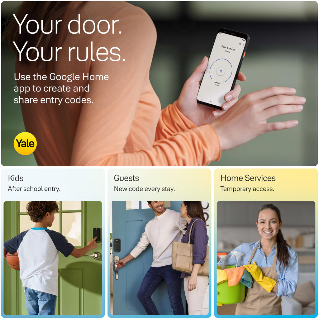 Smart Lock Deadbolt Compatible with Google Matter Keyless Entry App Control Smart Home Matte Black