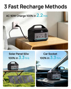300W Portable Power Station with 30W Solar Panel for Camping Outdoor Emergency Home Backup