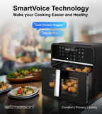 SmartVoice 10QT 6 in 1 Air Fryer 1000 Voice Commands 100 Foods No App No WiFi No Setup Nonstick Basket 1700W