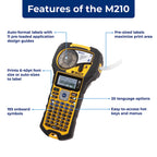 M210 Portable Label Printer Kit M210-KIT Yellow Black Compact Handheld Label Maker Solution