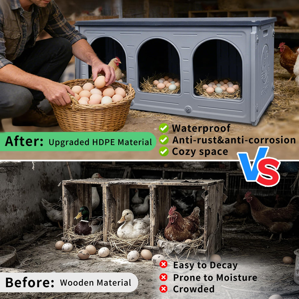 Plastic Chicken Nesting Boxes for Coop Poultry Hens Egg Laying Durable Easy Clean Farm Use