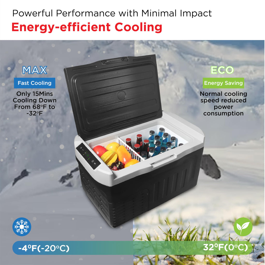2 in 1 Portable Compact Compressor Fridge Freezer Dual Voltage 12V 24V DC 110 to 240V AC 21qt for Car Camping