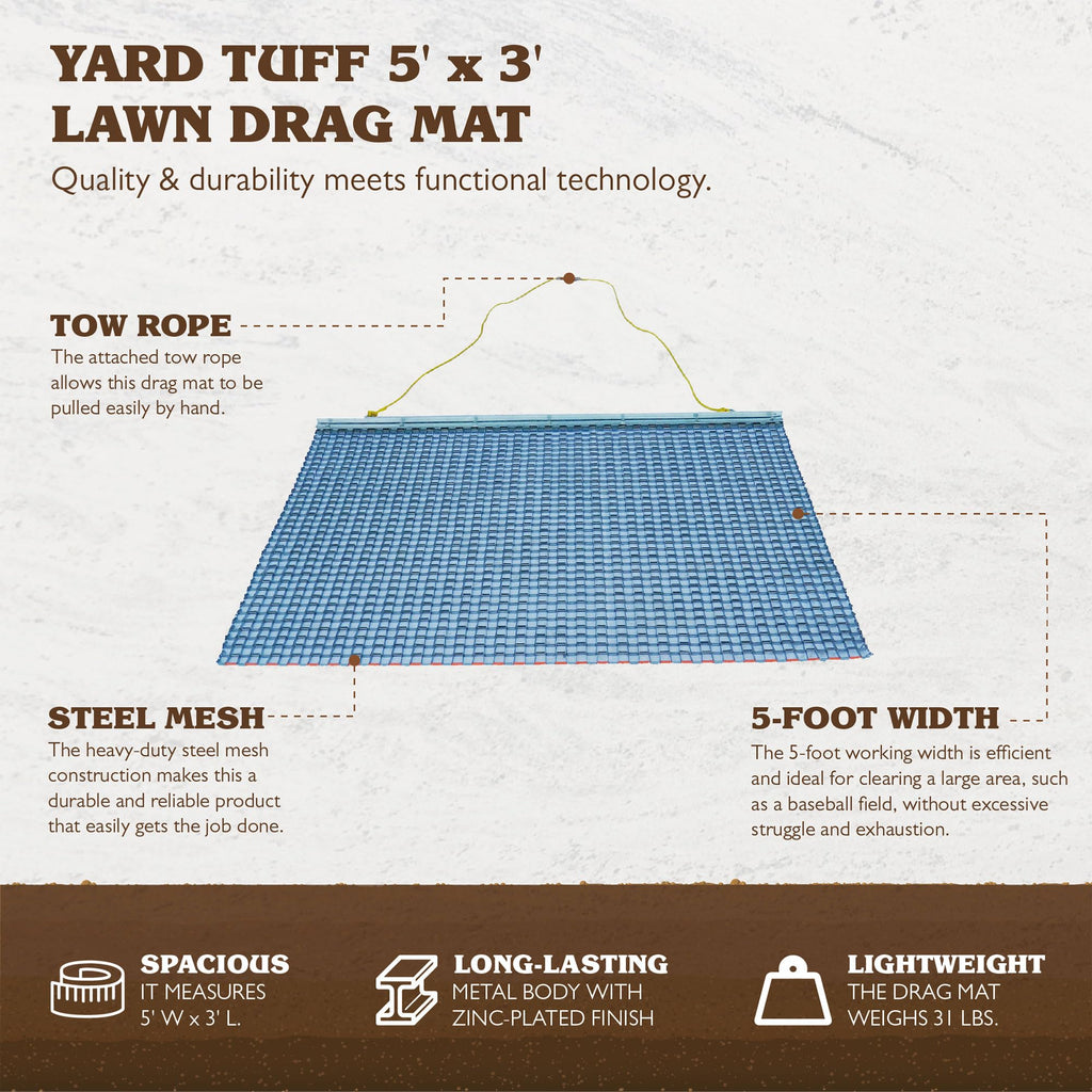 Heavy Duty Lawn Leveling Drag Mat with Durable Steel Mesh and Tow Rope for Yard and Garden Care