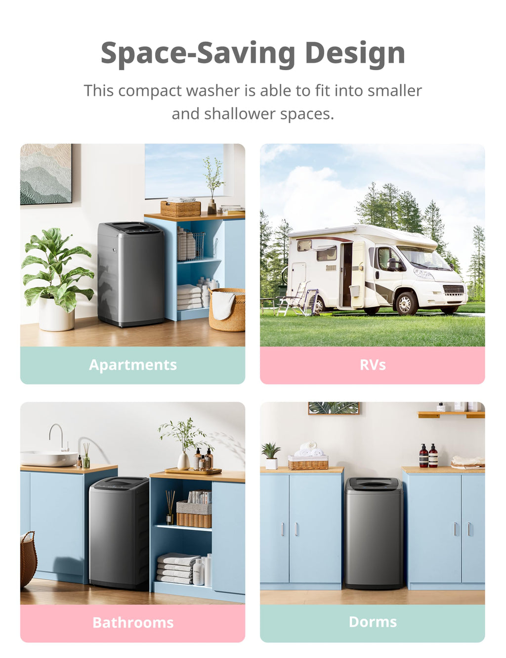 Portable Washing Machine 0.9 cu ft Compact Washer with LED Display for Apartments Dorms and RVs