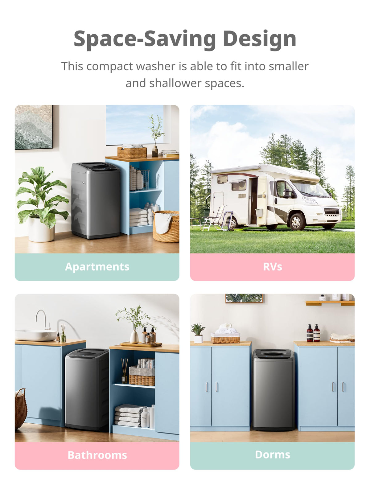 Portable Washing Machine 0.9 cu ft Compact Washer with LED Display for Apartments Dorms and RVs