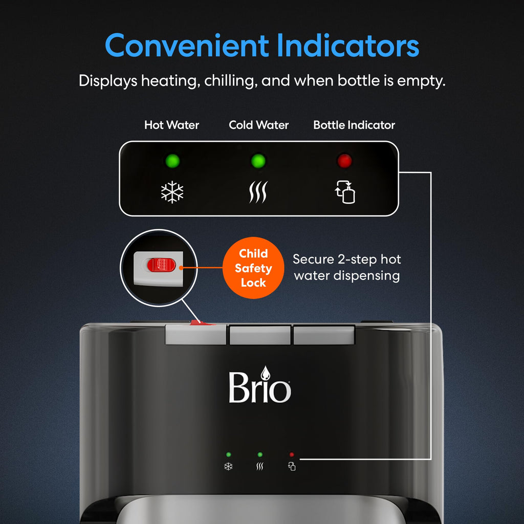 Bottom Loading Water Cooler Dispenser for 5 Gallon Bottles Stainless Steel Freestanding Home Office