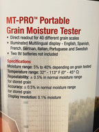 MT-Pro Portable Grain Moisture Tester with Digital Meter Readout and Carry Case for Accurate Testing