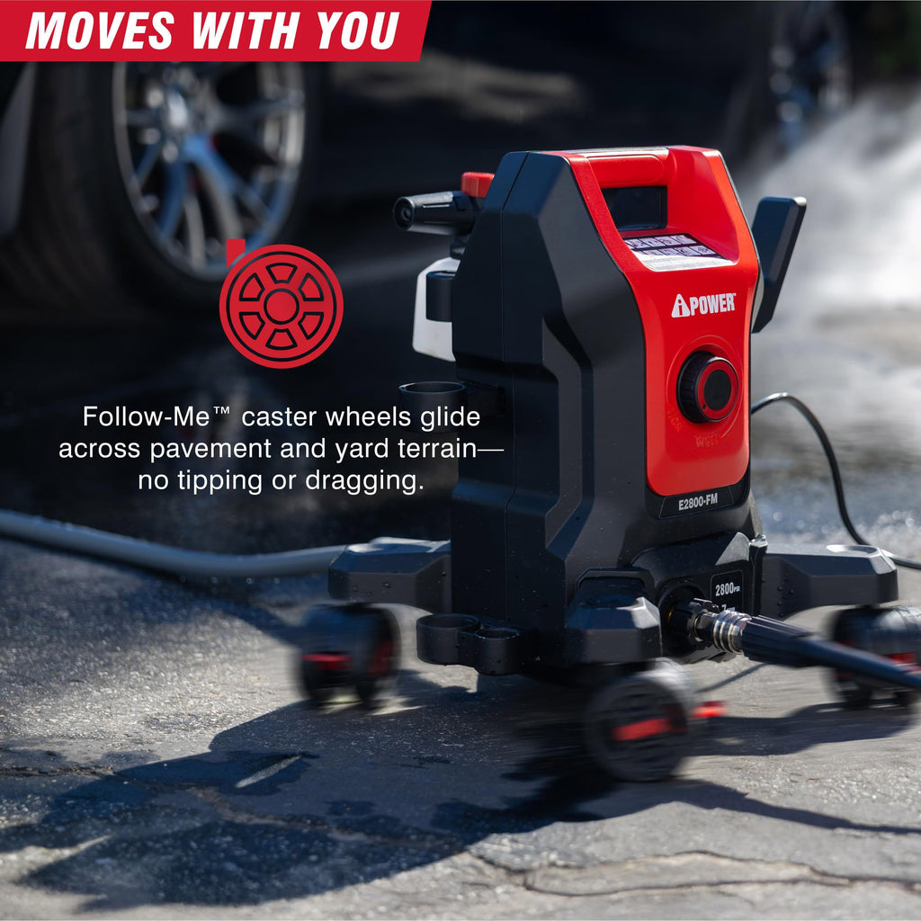 Electric Pressure Washer 2800 Max PSI 1.7 Max GPM Follow Me Portable Power Cleaner for Home Car Patio
