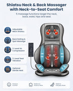 shiatsu neck and back massager with heat FSA adjustable nodes for muscle relaxation home office use