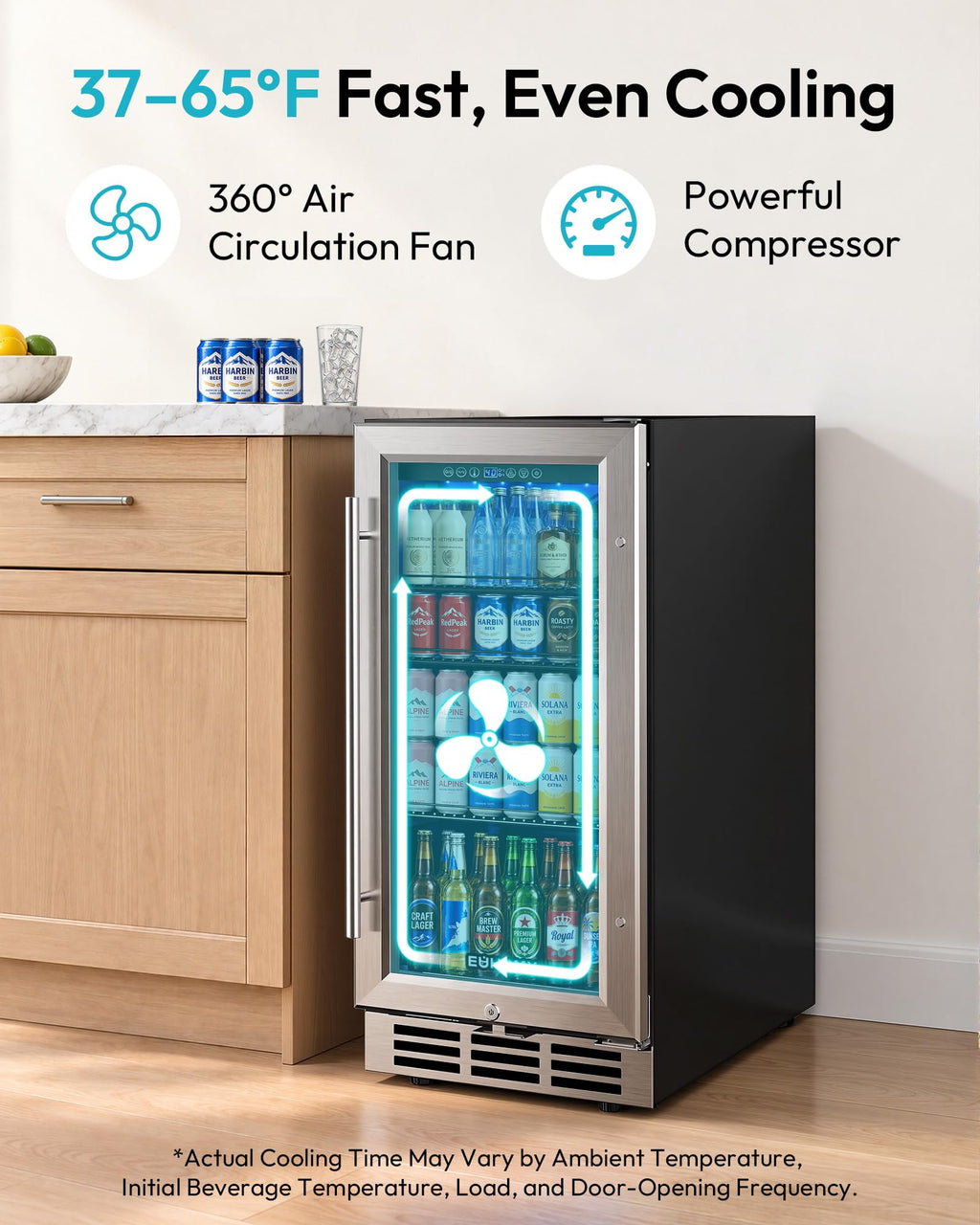 15 Inch Beverage Refrigerator 127 Cans Under Counter Refrigerator for Home Bar Office Kitchen