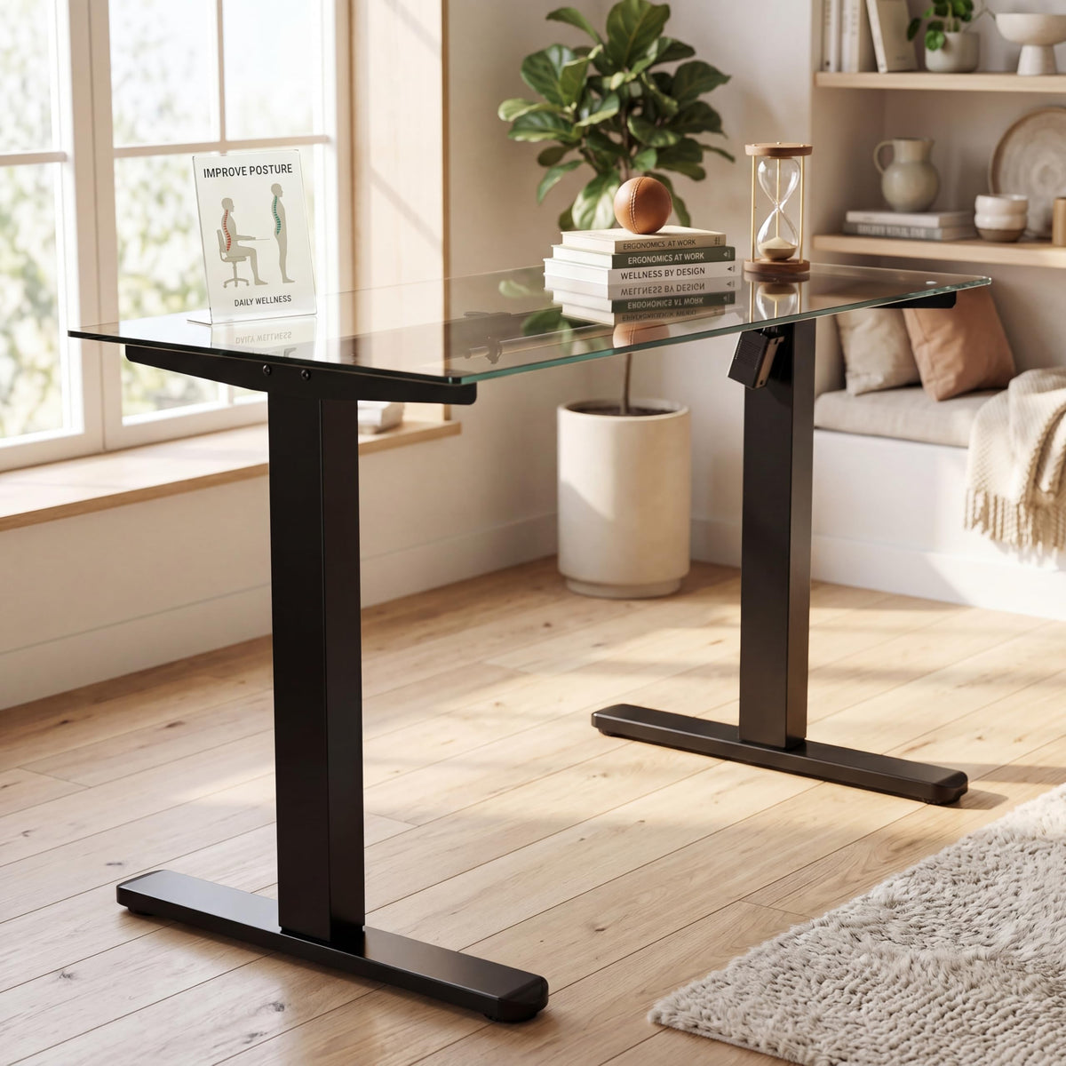 Electric standing desk frame with brushless motor heavy duty adjustable base for max 75 x 35 inch tops
