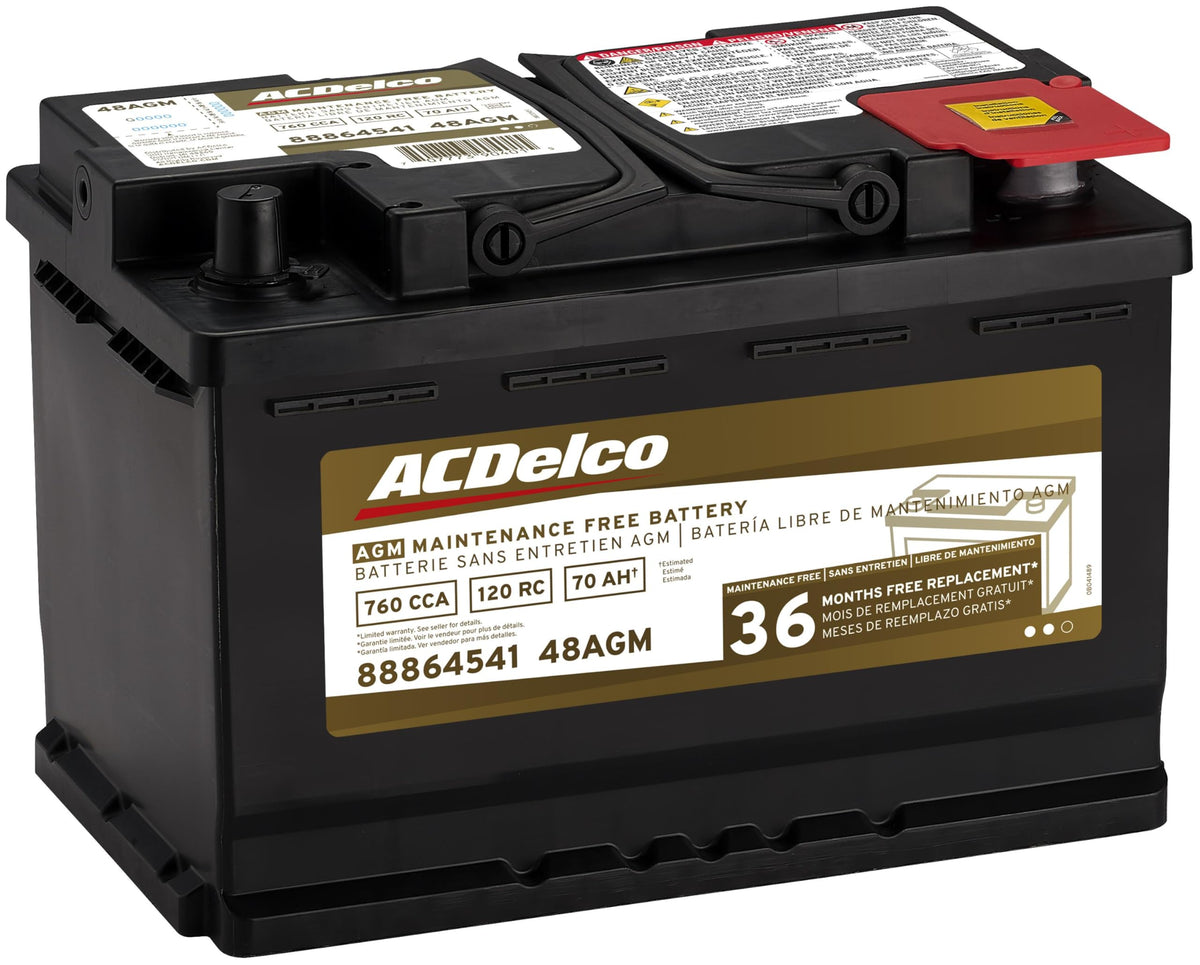 Gold Automotive Battery 48AGM PN 88864541 12V AGM Car Battery High Performance Maintenance Free