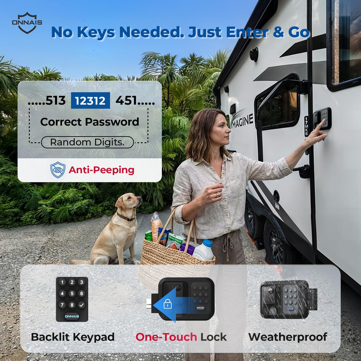 Keyless RV Door Lock for Trailers and Fifth Wheels, Camper Entry Replacement