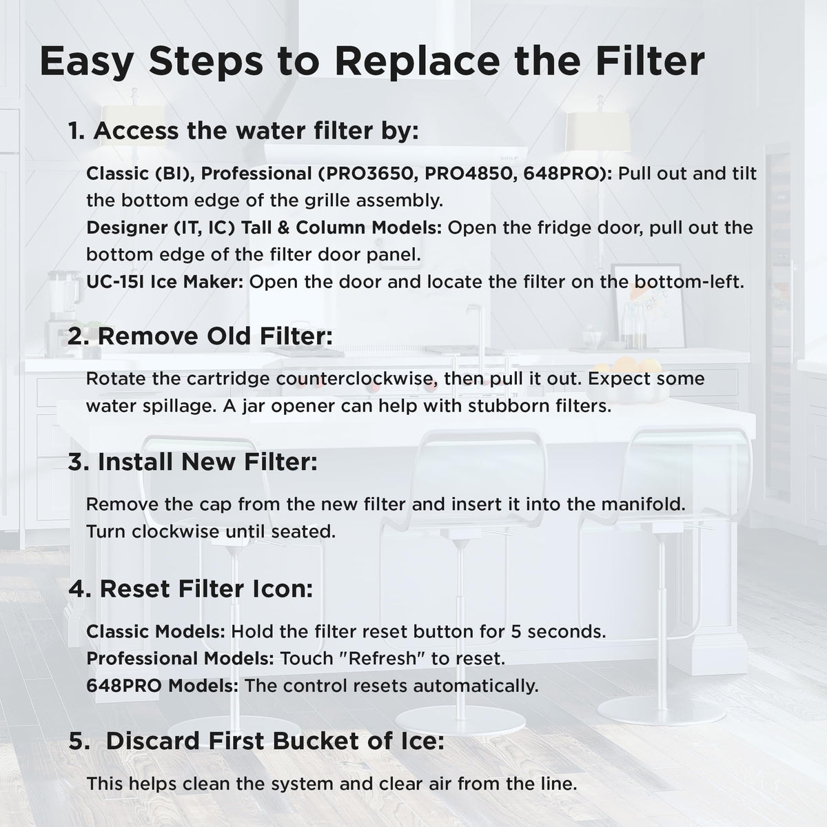 Replacement water filter 4204490 and air filter 7042798 combo pack for clean air and water