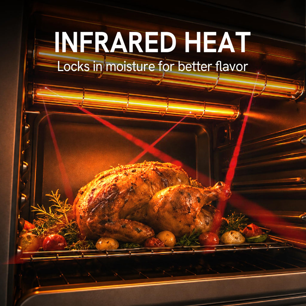 Infrared 26.3 QT Air Fryer Toaster Oven 10 in 1 Combo Convection 6 Slice Toast Enamel Pan Easy Clean Renewed