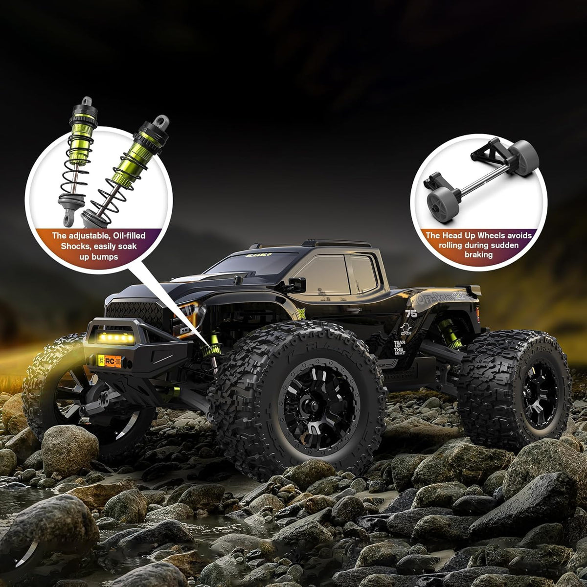 1/10 Scale Brushless RC Car 50+ MPH 4WD Waterproof Carbon Fiber Off Road Monster Truck All Terrain
