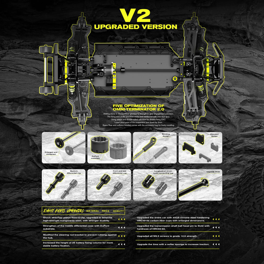 1/10 Scale Brushless RC Car 50+ MPH 4WD Waterproof Carbon Fiber Off Road Monster Truck All Terrain