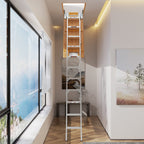 Aluminum Attic Ladder Pull Down System Attic Stairs Attic Lift 7'8 to 10'3 Ceiling 22.5 x 54 380 lbs Capacity