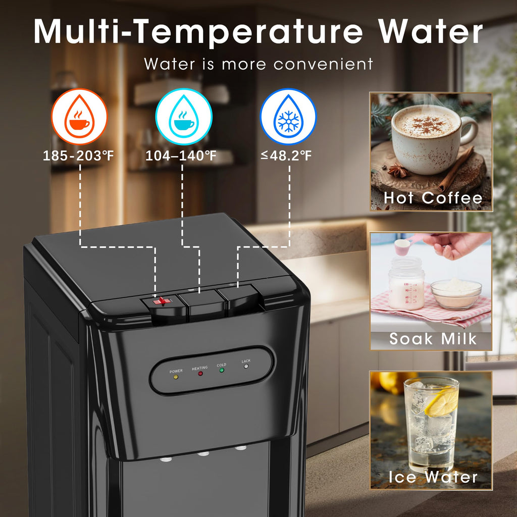 Bottom Loading Water Cooler Dispenser Charcoal Black for Home Office Kitchen and Dorm Room