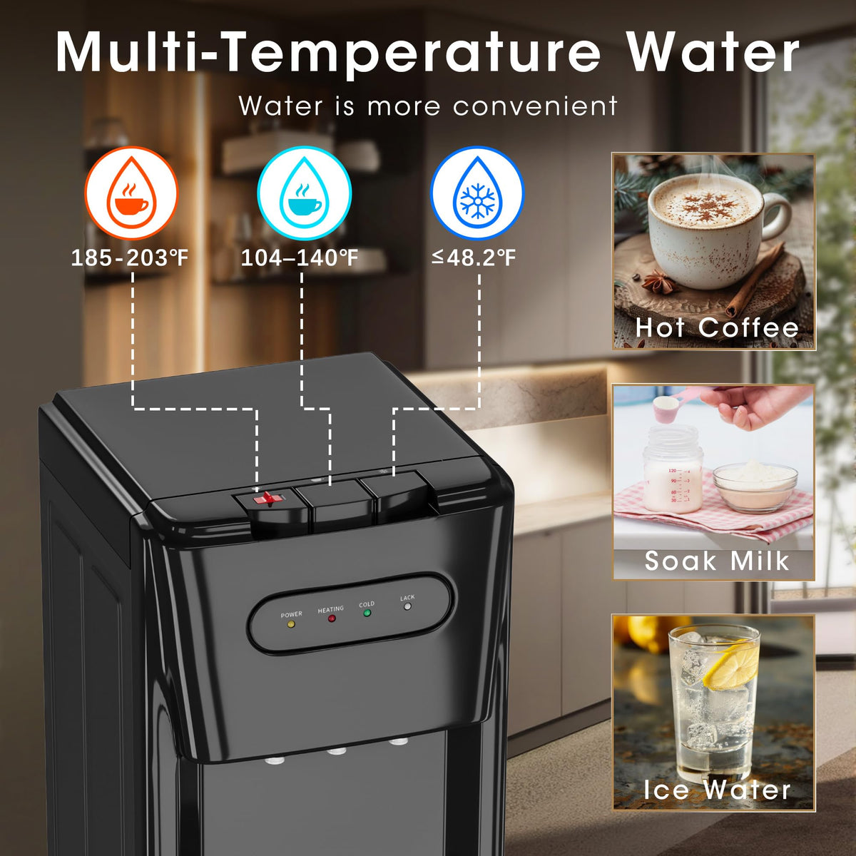 Bottom Loading Water Cooler Dispenser Charcoal Black for Home Office Kitchen and Dorm Room