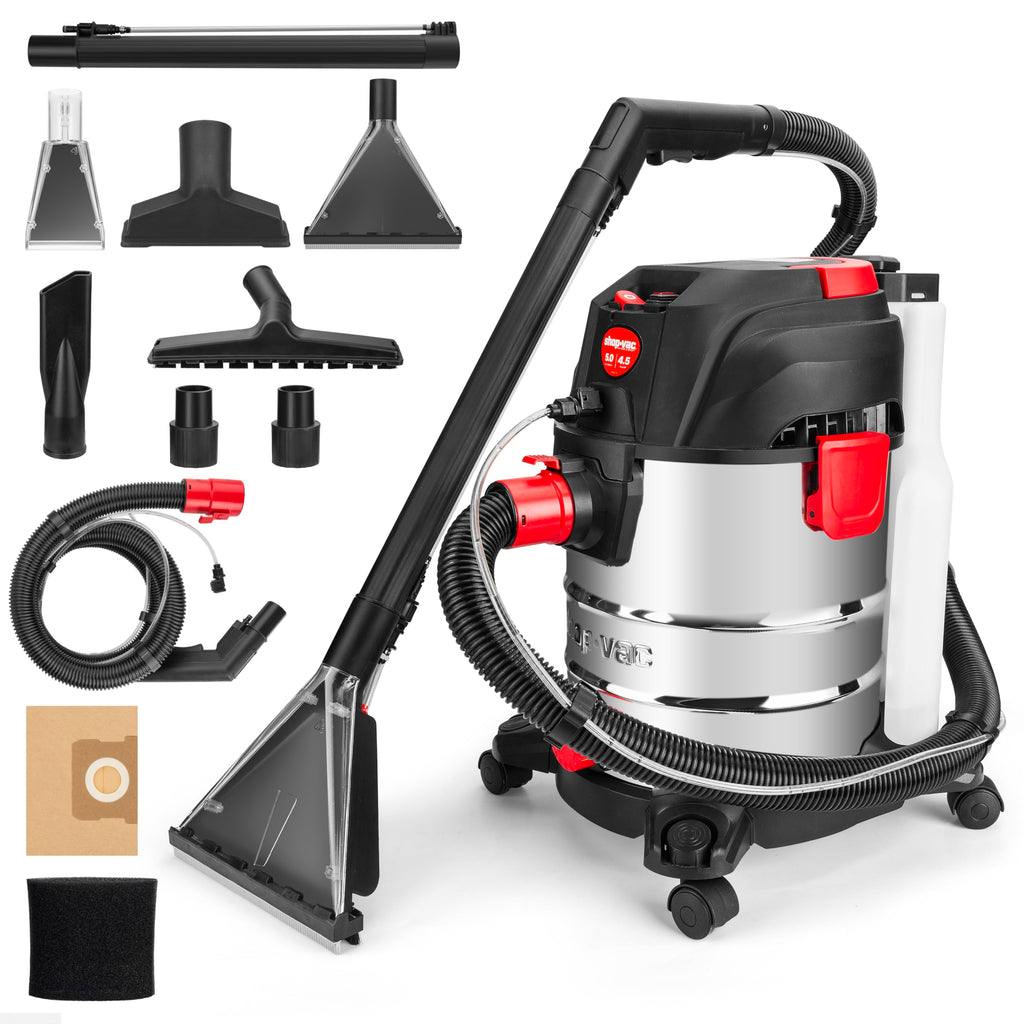 Wet Dry Upholstery Shampoo Vacuum Cleaner, 5 Gallon, 4.5 Peak HP, 3-in-1