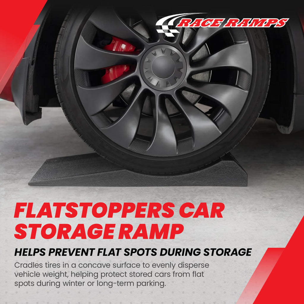FlatStoppers Foam Tire Saver Storage Ramps 14 In Wide Set of 4 for Long Term Vehicle Storage