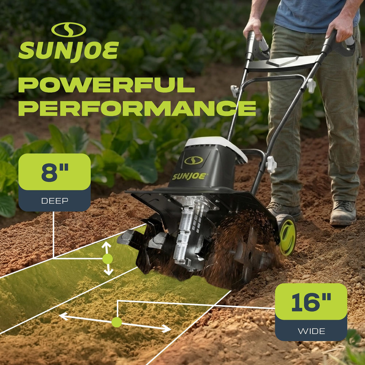 Corded Electric Garden Tiller and Cultivator with Steel Tines TJ603E for Yard Soil Cultivation