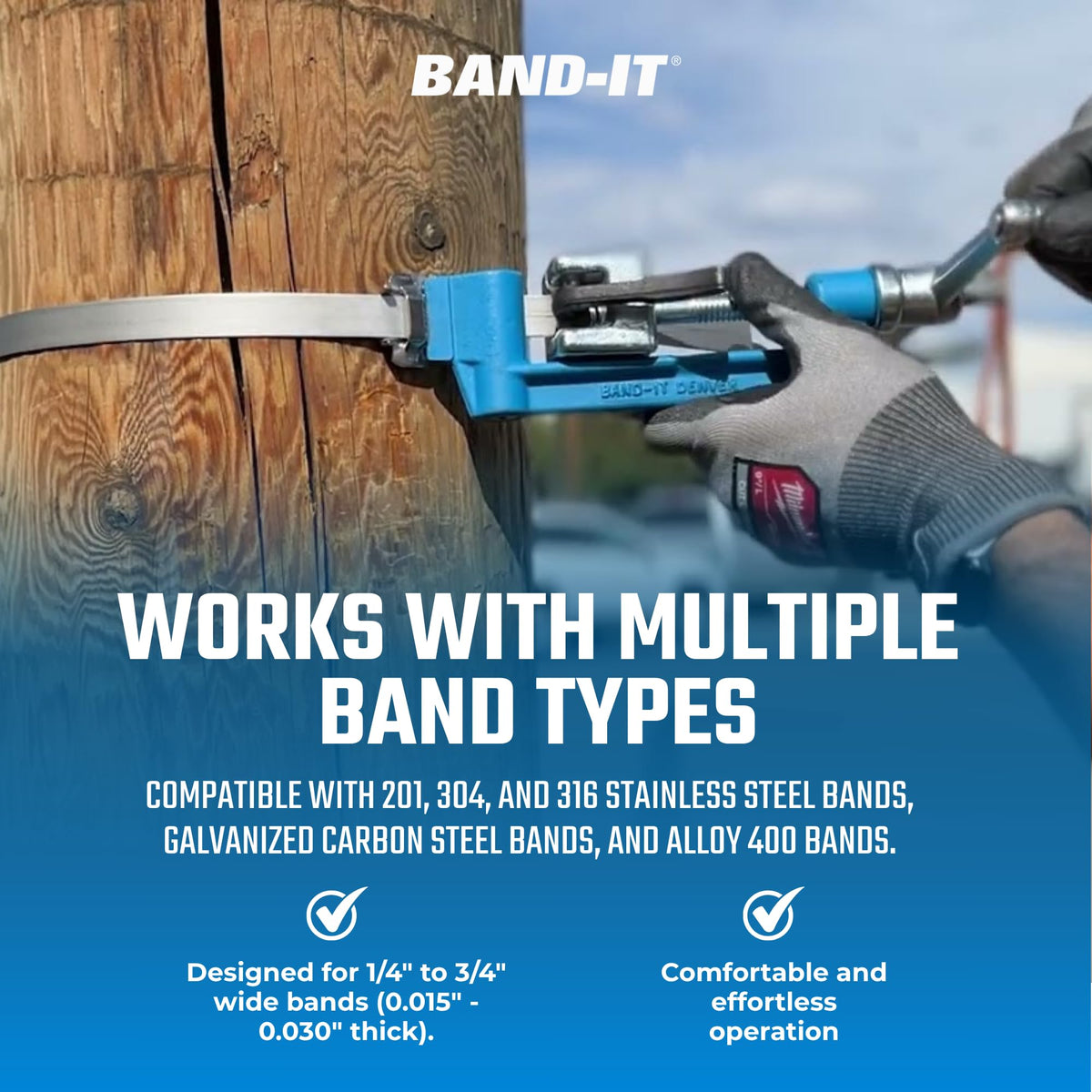 C00169 Standard Banding Tool 1/4 to 3/4 Inch Wide with Built In Cutter for Banding and Strapping