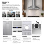 30 in 380 CFM ducted wall mount range hood LED stainless steel kitchen exhaust ventilation Coll