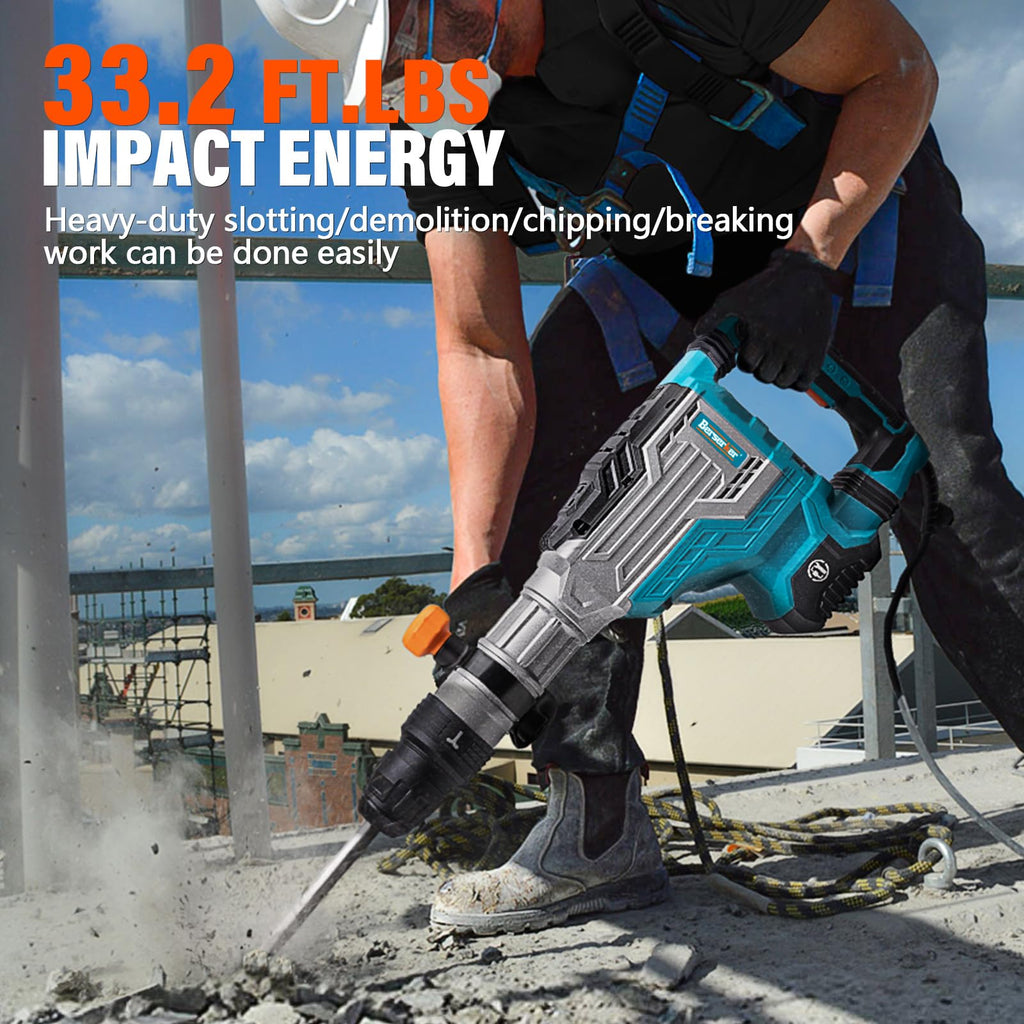 1700W 25 Pound SDS Max Heavy Duty Electric Demolition Jack Hammer 65H 14 Amp Corded Concrete Breaker
