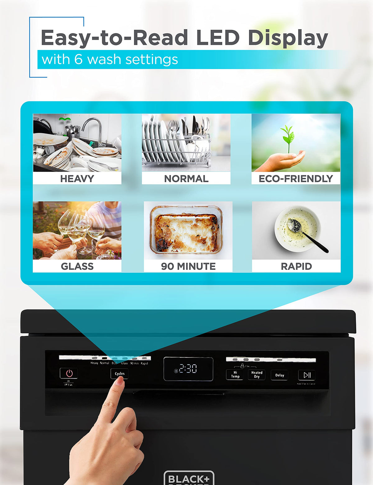 18 Inch Portable Dishwasher Energy Star BPD8B Black Compact Efficient Design for Small Spaces