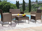 Patio furniture 4 pieces conversation set brown and beige outdoor sofa set for garden backyard
