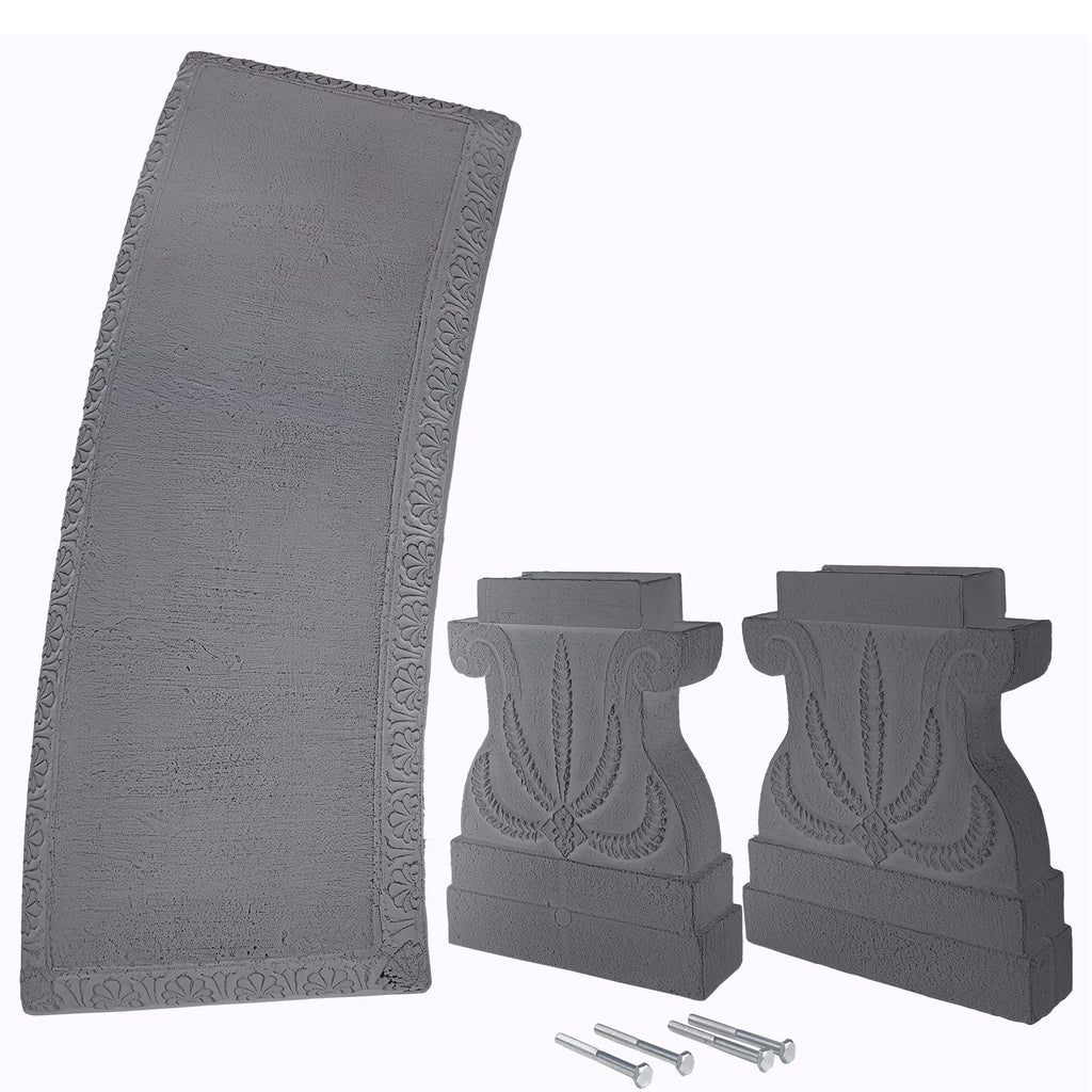 Fiberclay Outdoor Garden Bench BE02 Patio Seating for Front Porch Park Furniture Decor Gray Weather Resistant