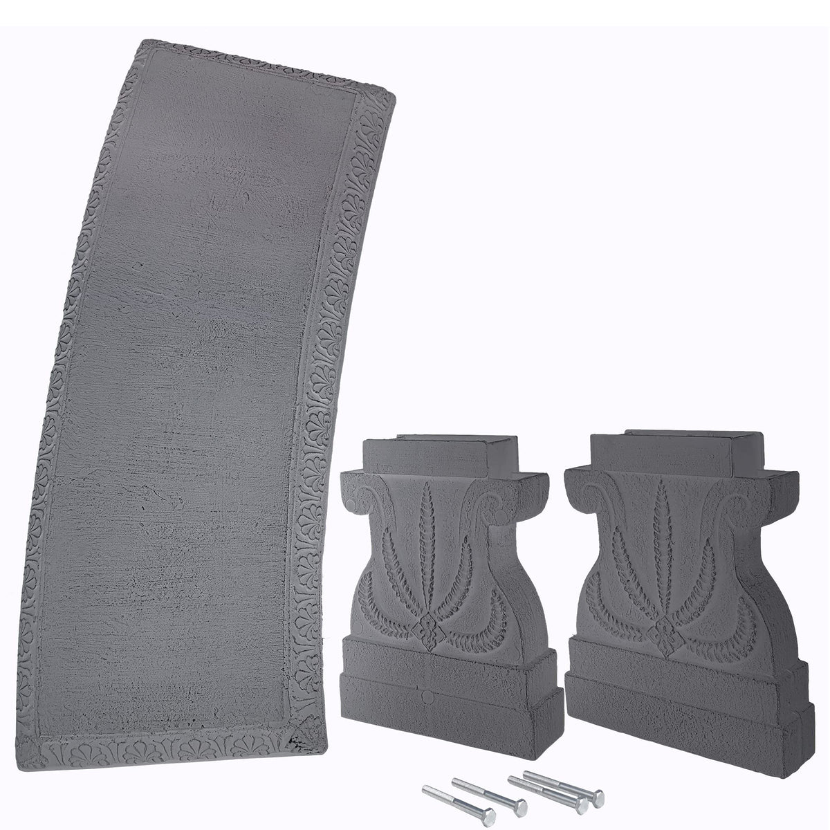 Fiberclay Outdoor Garden Bench BE02 Patio Seating for Front Porch Park Furniture Decor Gray Weather Resistant