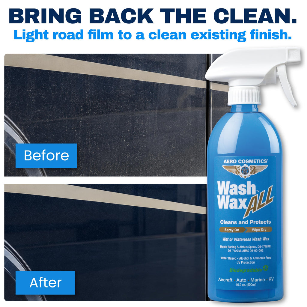 No Rinse Waterless RV Wash Wax Mop Kit with 9 ft Pole for Boat Aircraft Car Truck and RV Cleaning