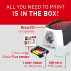 Badgy200 Plastic Card Printer with Badge Studio Plus ID Design Software Full Color Custom Tamper Proof Badges