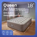 Dream 18 inch queen air mattress luxury raised with built in dual pump for home camping guests