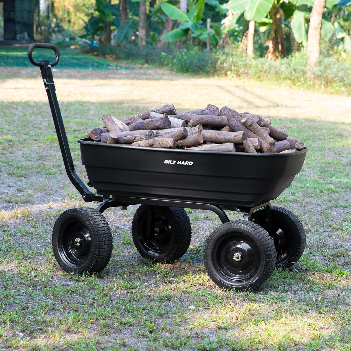 7 cu ft poly garden dump cart 1200 lbs no flat tires quick release 2 in 1 convertible handle heavy duty yard