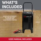 Wheeled 6A Car Battery Charger and Maintainer SC1364 for Automotive Cars Trucks SUVs and RVs