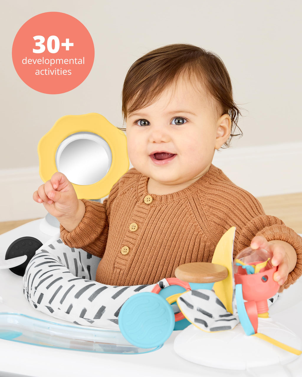 Discoverosity Montessori Inspired 3 Stage Activity Center Play Table Baby 4m+ with Mirror Rattles Teethers