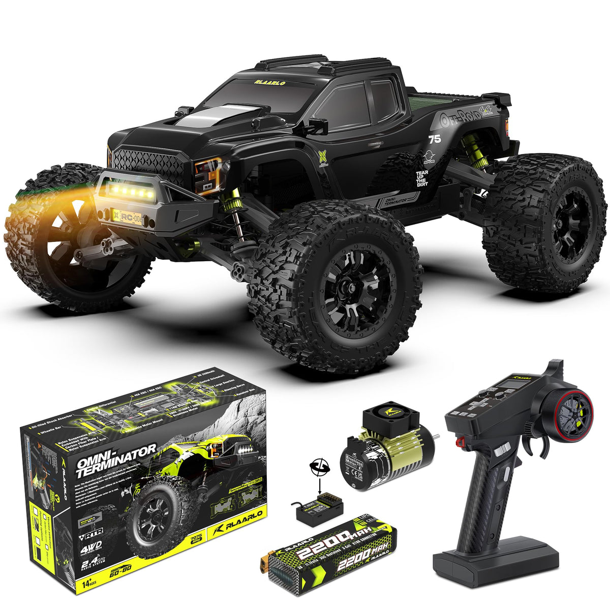 1/10 Scale Brushless RC Car 50+ MPH 4WD Waterproof Carbon Fiber Off Road Monster Truck All Terrain