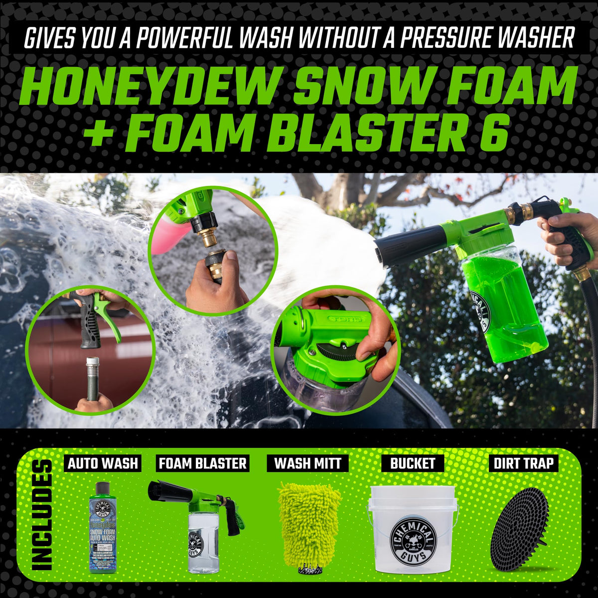 14 Piece Car Wash Kit with Foam Blaster 6 Foam Gun Wash Mitt Towels Cleaning Accessories Set